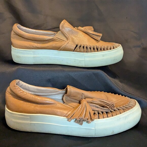 J/Slides Aztec leather platform loafers size 6.5 - Picture 2 of 7